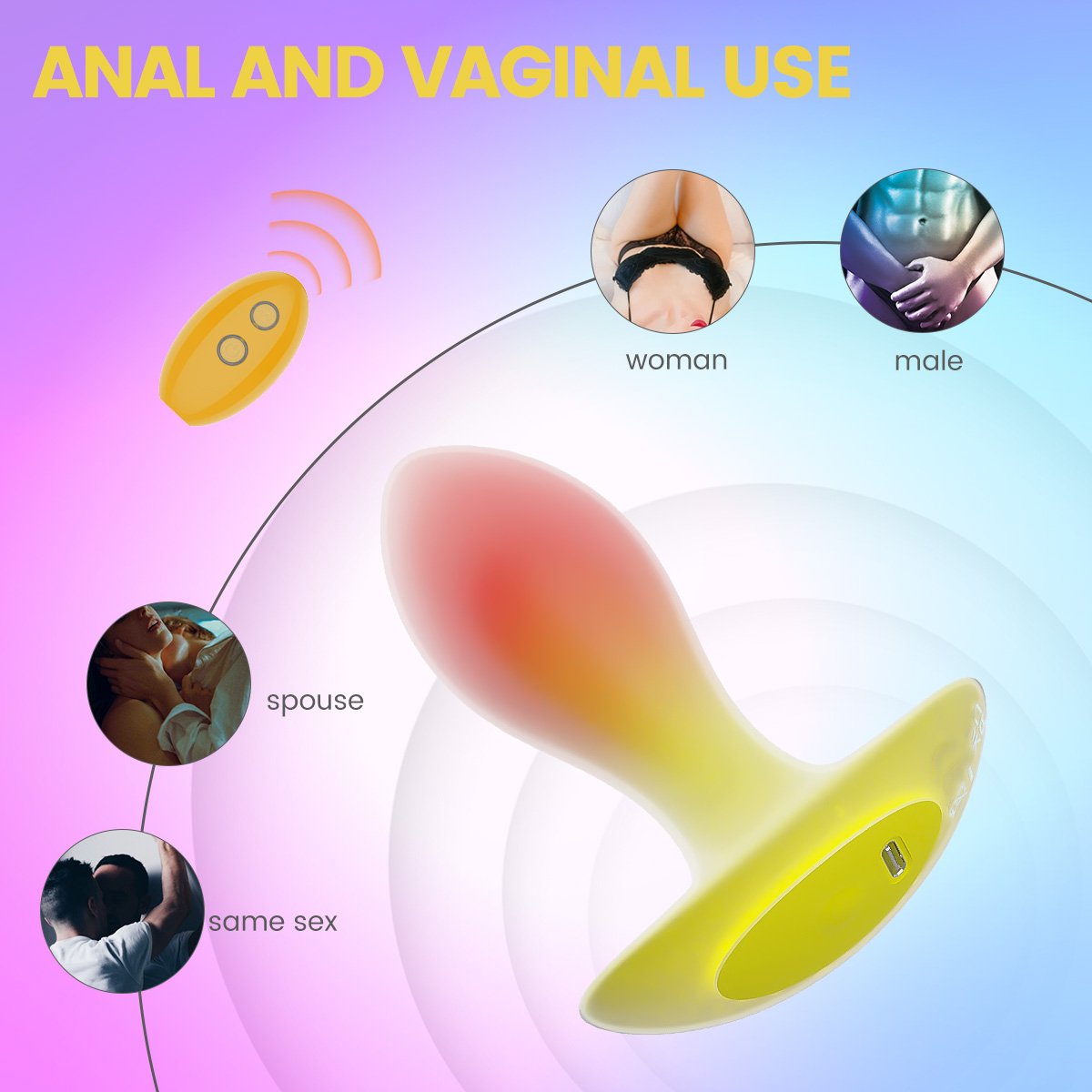 Dual silicone USB-C anal plug with remote - Image 10