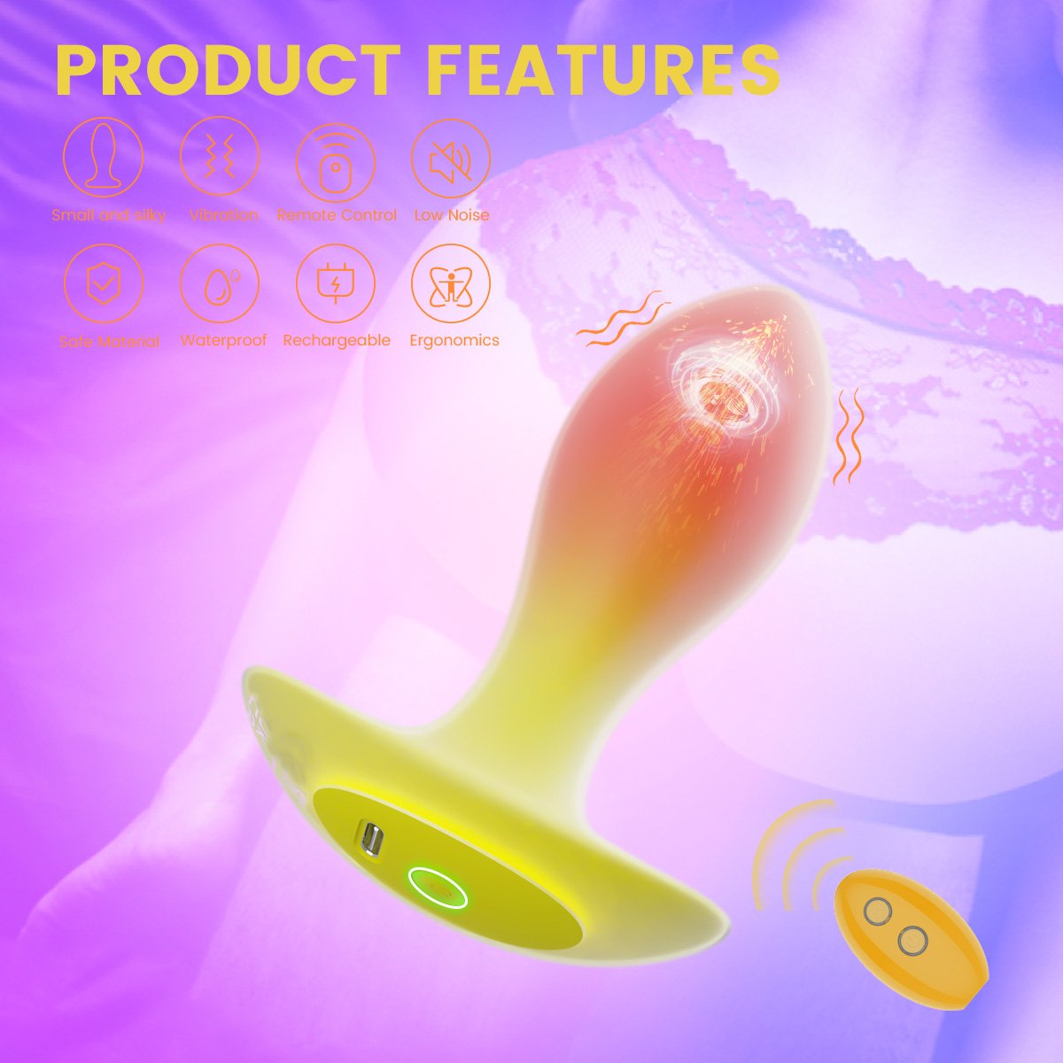 Dual silicone USB-C anal plug with remote - Image 3
