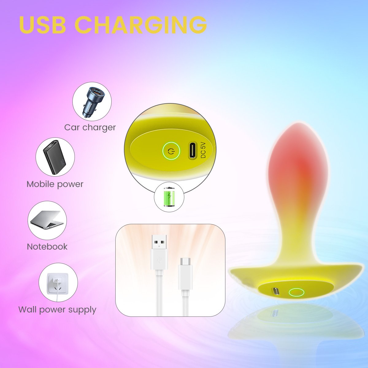 Dual silicone USB-C anal plug with remote - Image 8